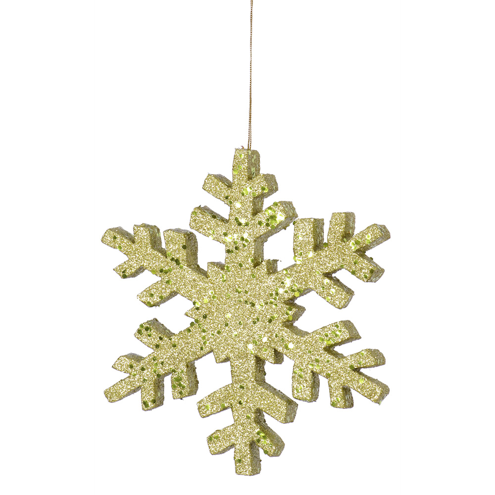 8 Inch Lime Outdoor Glitter Snowflake Artificial Christmas Ornament