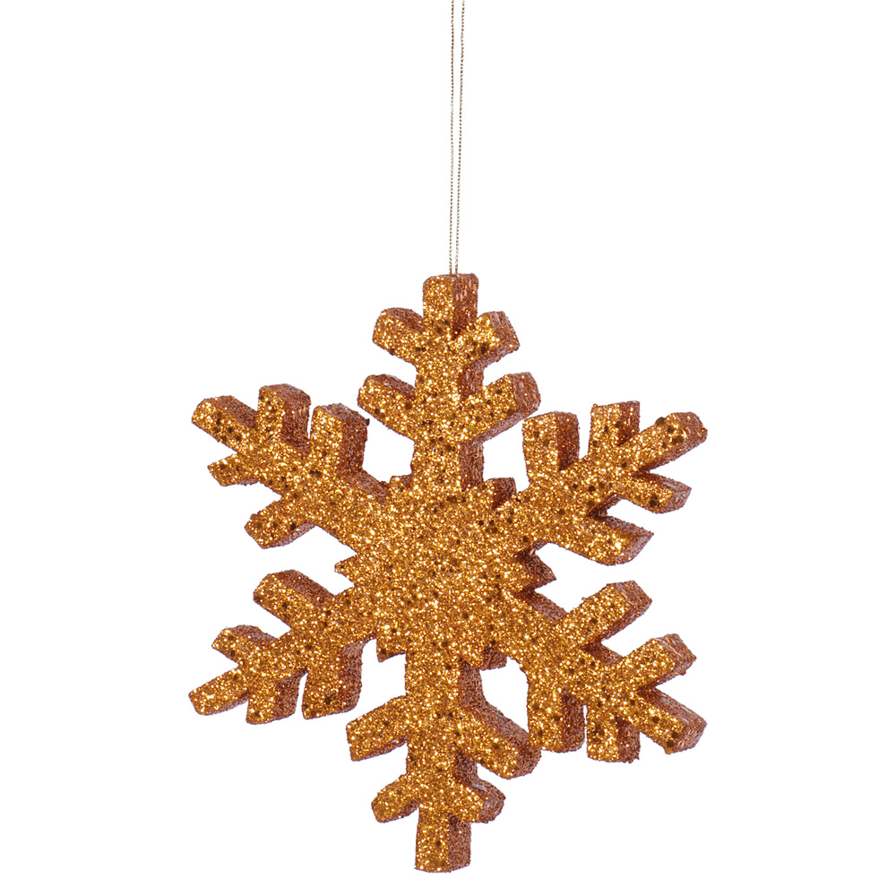 8 Inch Rose Gold Outdoor Glitter Snowflake Artificial Christmas Ornament
