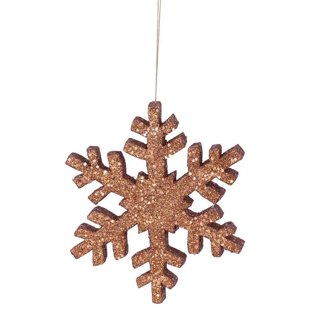 8 Inch Copper Outdoor Glitter Snowflake Artificial Christmas Ornament