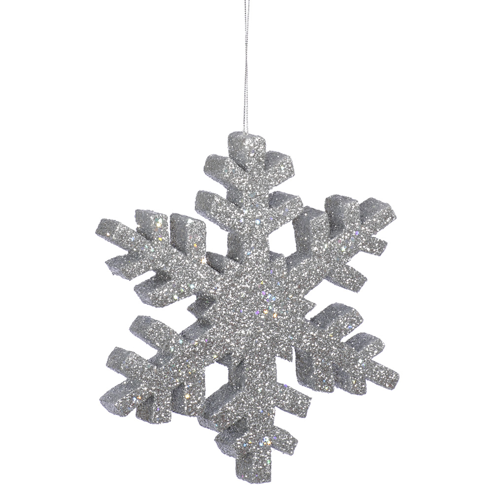 18 Inch Silver Outdoor Glitter Snowflake Christmas Ornament