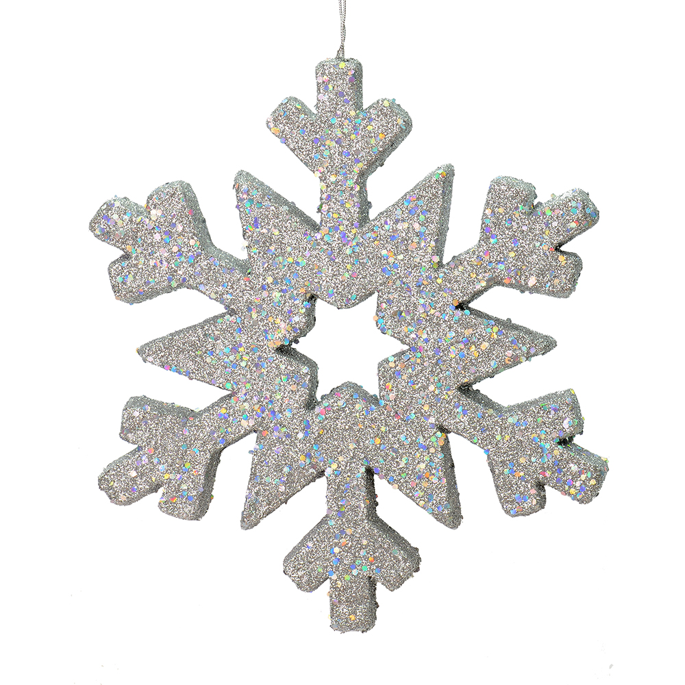 12 Inch Silver Glitter Snowflake Christmas Ornament