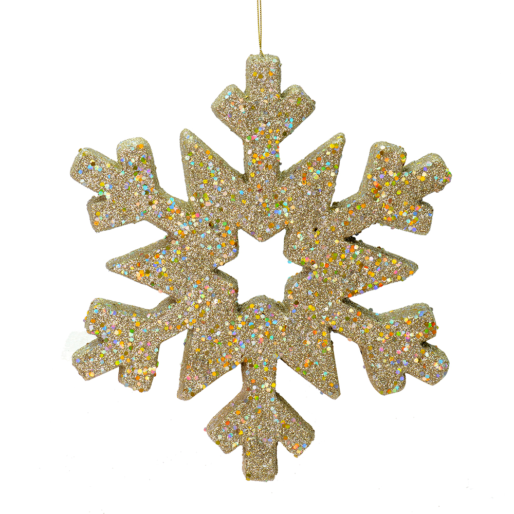 12 Inch Champagne Glitter Snowflake Christmas Ornament