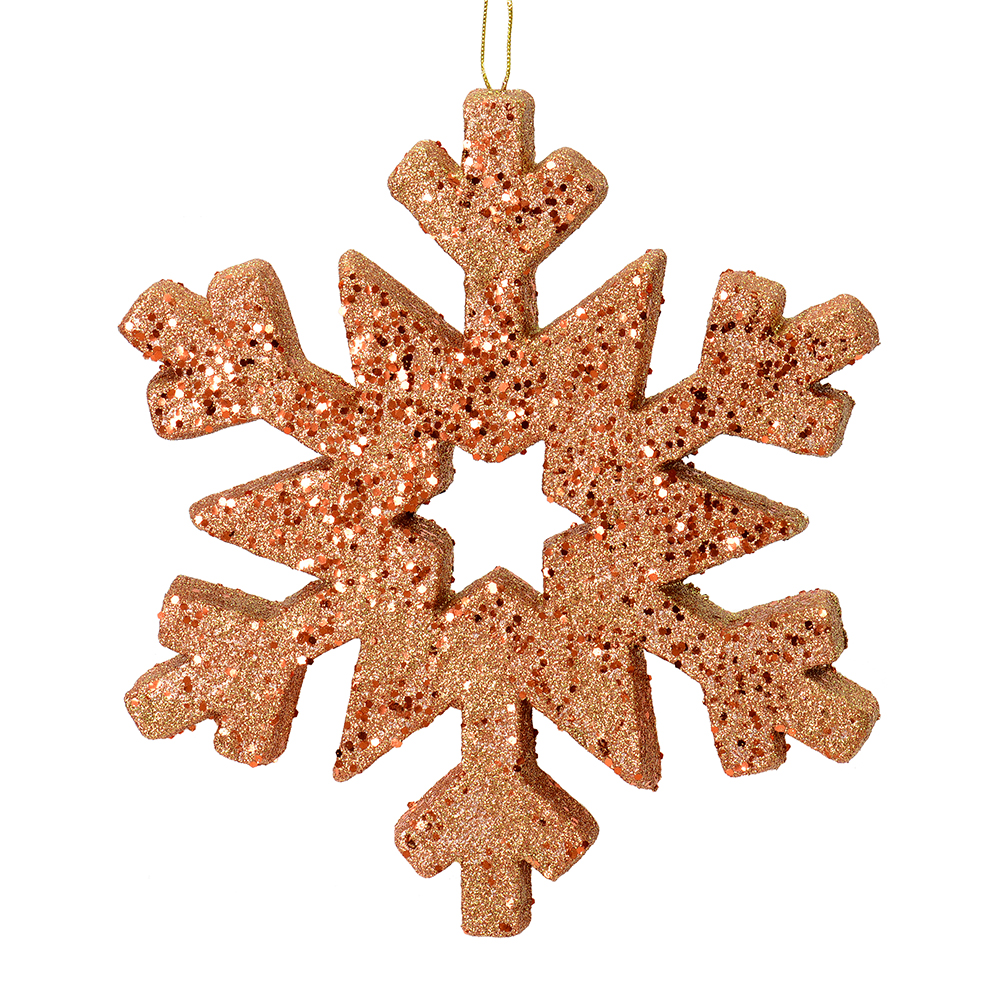 12 Inch Rose Gold Glitter Snowflake Christmas Ornament