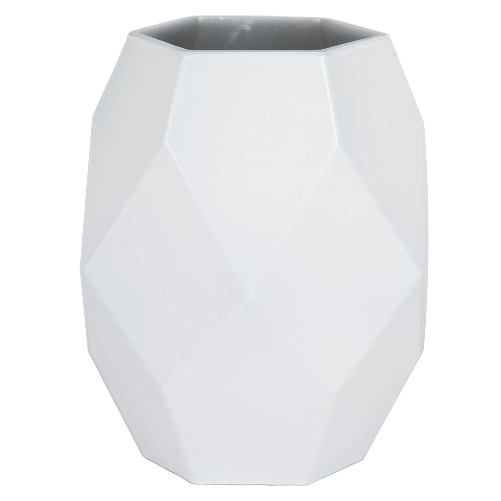 7.75 Inch White Geometric Glass Vase