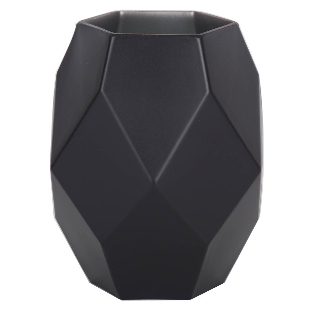 7.75 Inch Black Geometric Glass Vase