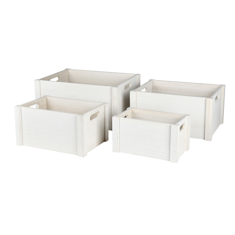 16 Inch Wooden Box with Handle - 4 Box Set
