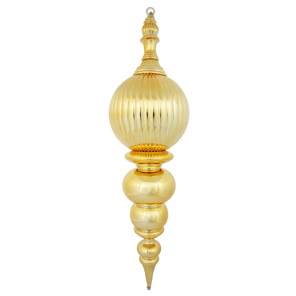 28 Inch Gold Shiny Pumpkin Finial Mardi Gras Ornament Shatterproof