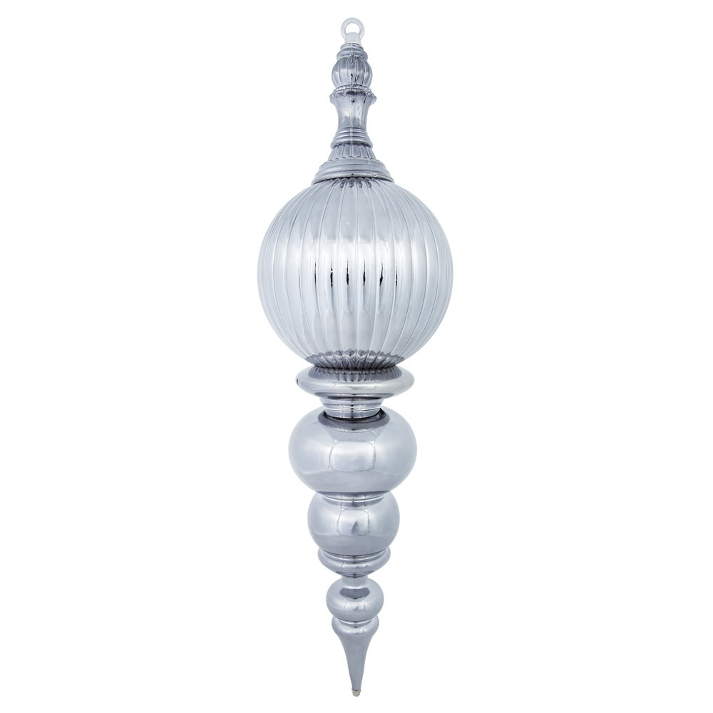 Christmastopia.com 28 Inch Pewter Shiny Pumpkin Christmas Finial Ornament Shatterproof