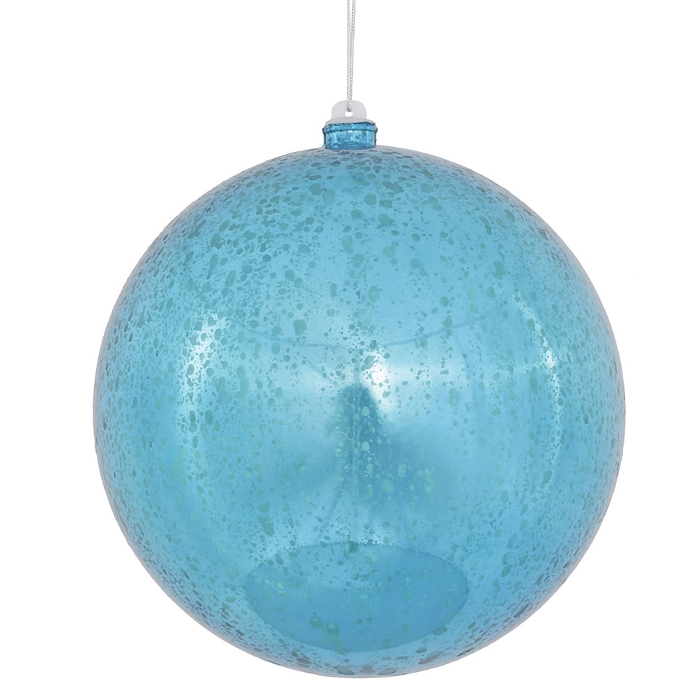 8 Inch Turquoise Shiny Mercury Christmas Ball Ornament Shatterproof