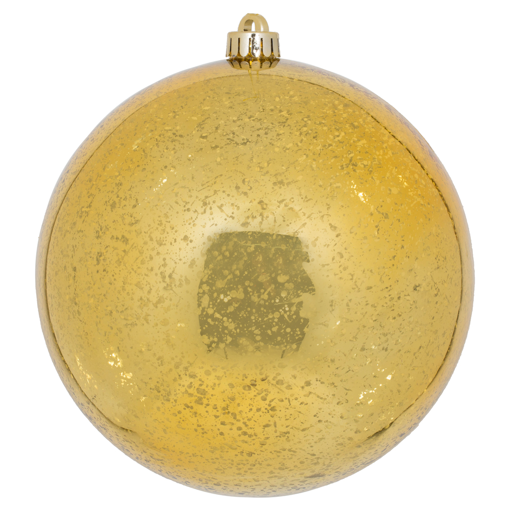 8 Inch Honey Gold Shiny Mercury Mardi Gras Ball Ornament Shatterproof