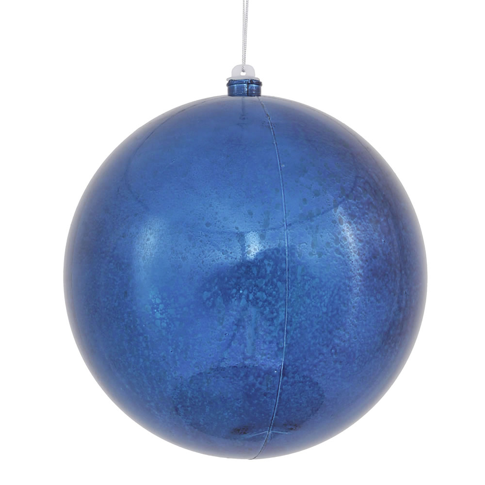 8 Inch Sea Blue Shiny Mercury Christmas Ball Ornament Shatterproof
