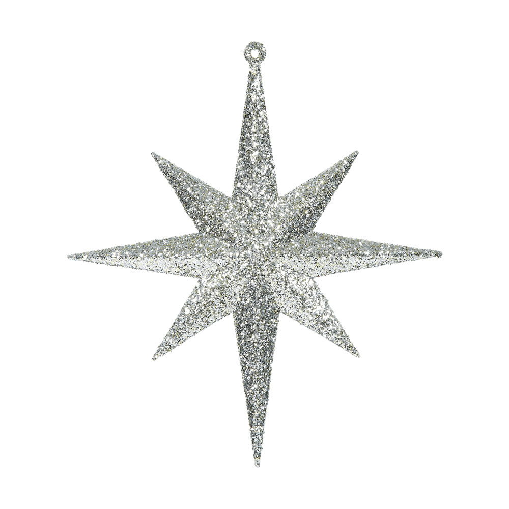 8 Inch Champagne Iridescent Glitter Bethlehem Star Christmas Ornament