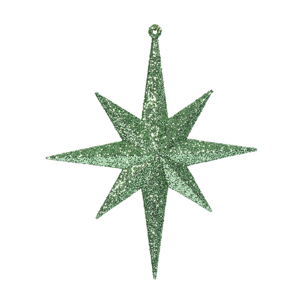 8 Inch Celadon Iridescent Glitter Bethlehem Star Christmas Ornament