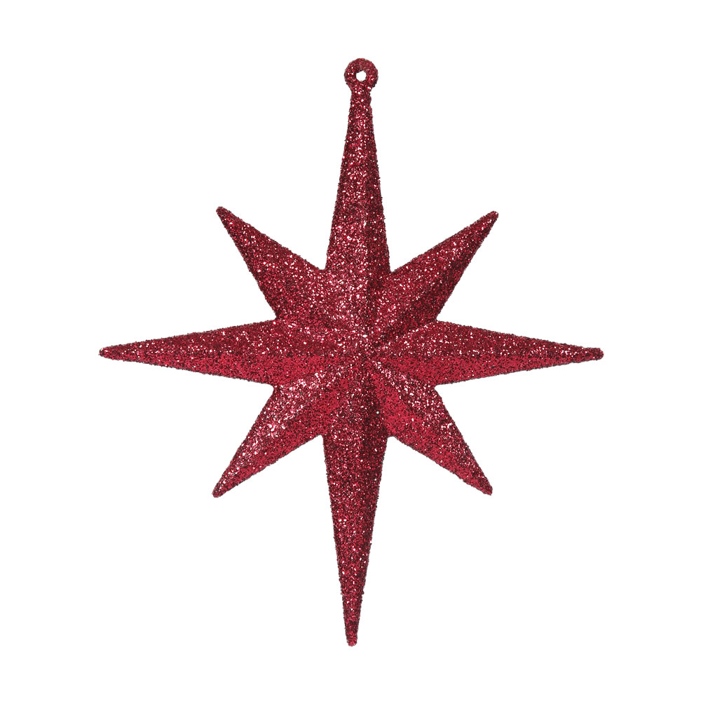 8 Inch Burgundy Iridescent Glitter Bethlehem Star Christmas Ornament