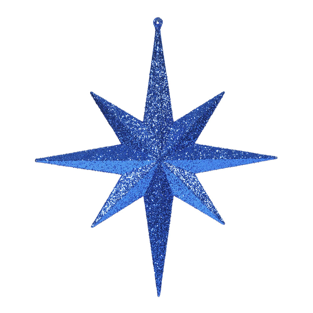 12 Inch Blue Iridescent Glitter Bethlehem Star Christmas Ornament