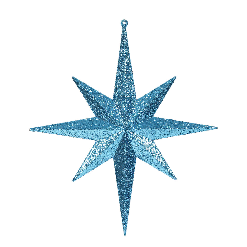 12 Inch Turquoise Glitter Bethlehem Star Christmas Ornament