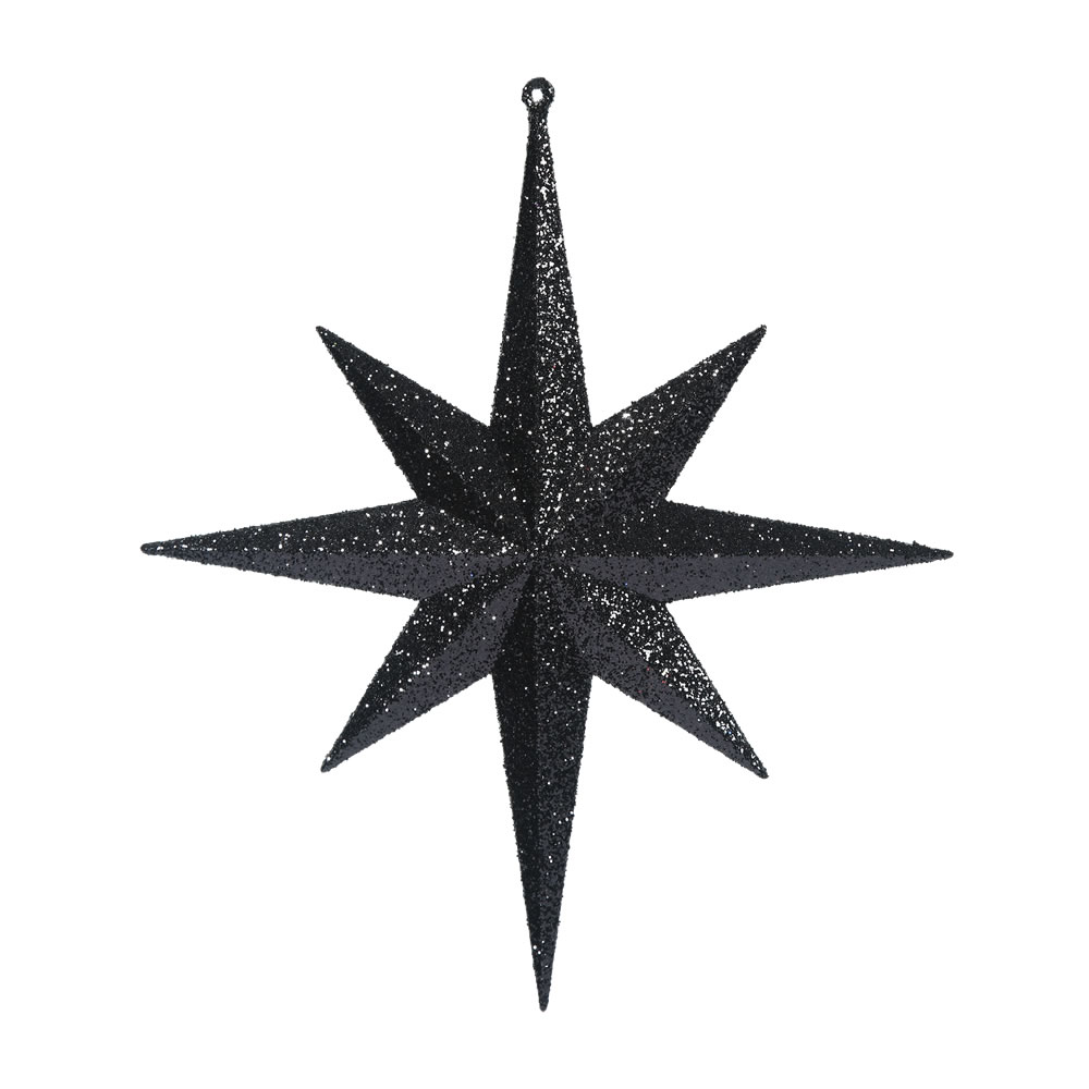 12 Inch Black Iridescent Glitter Bethlehem Star Christmas Ornament