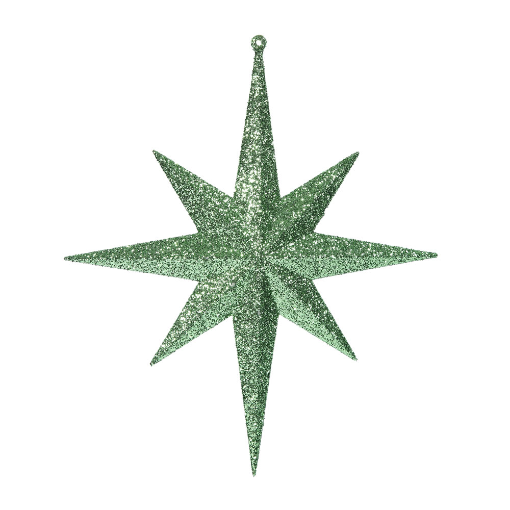 12 Inch Celadon Iridescent Glitter Bethlehem Star Christmas Ornament