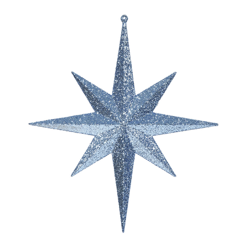 12 Inch Sea Blue Iridescent Glitter Bethlehem Star Christmas Ornament