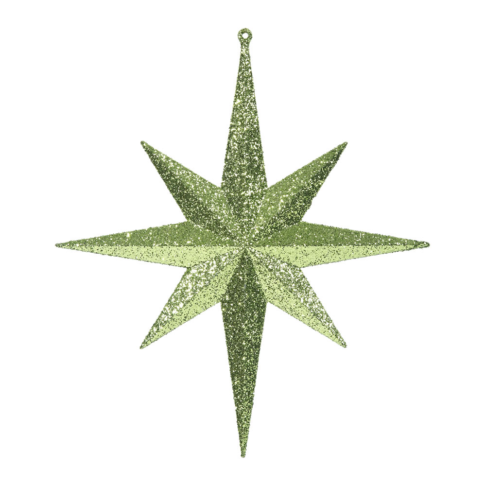 12 Inch Lime Iridescent Glitter Bethlehem Star Christmas Ornament