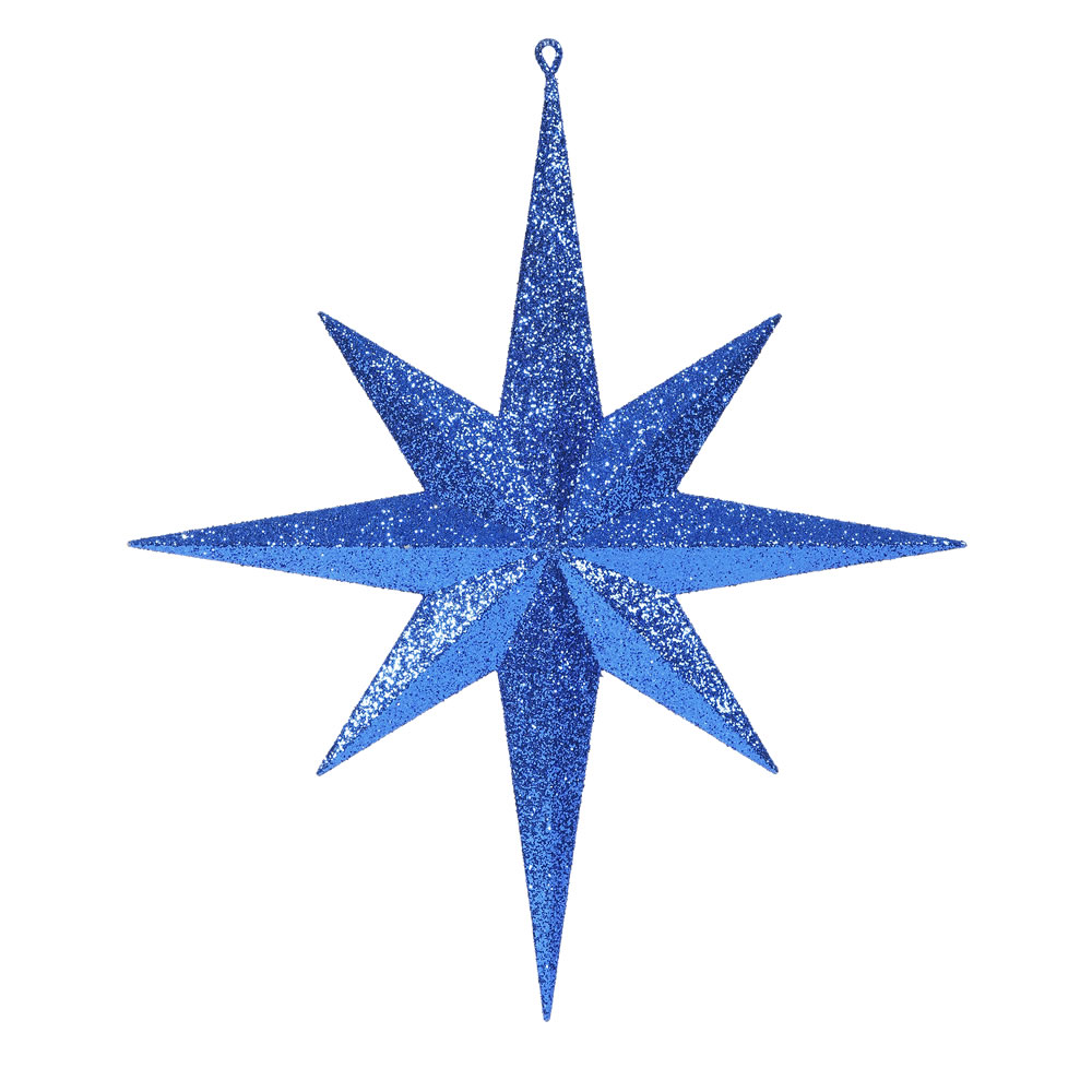 15.75 Inch Blue Glitter Bethlehem Star Christmas Ornament
