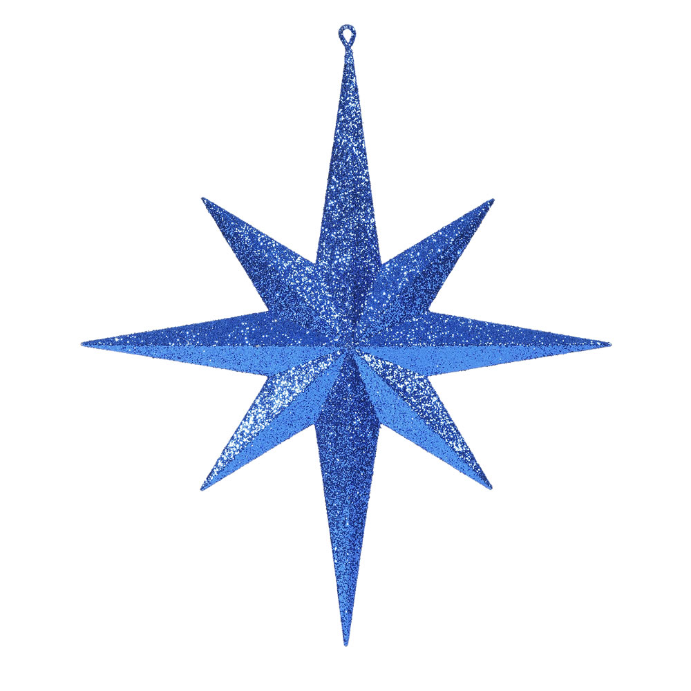 15.75 Inch Blue Glitter Bethlehem Star Christmas Ornament