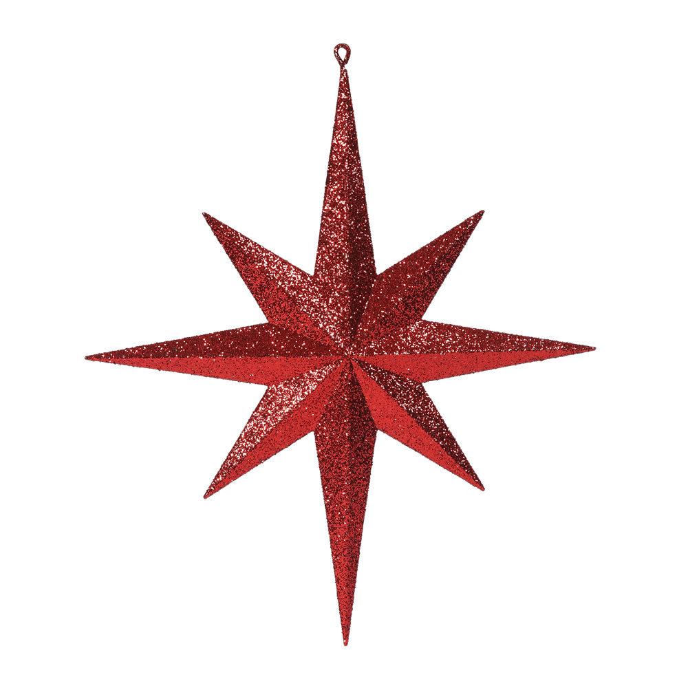 15.75 Inch Red Glitter Bethlehem Star Christmas Ornament