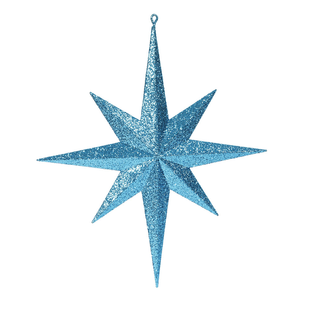 15.75 Inch Turquoise Glitter Bethlehem Star Christmas Ornament
