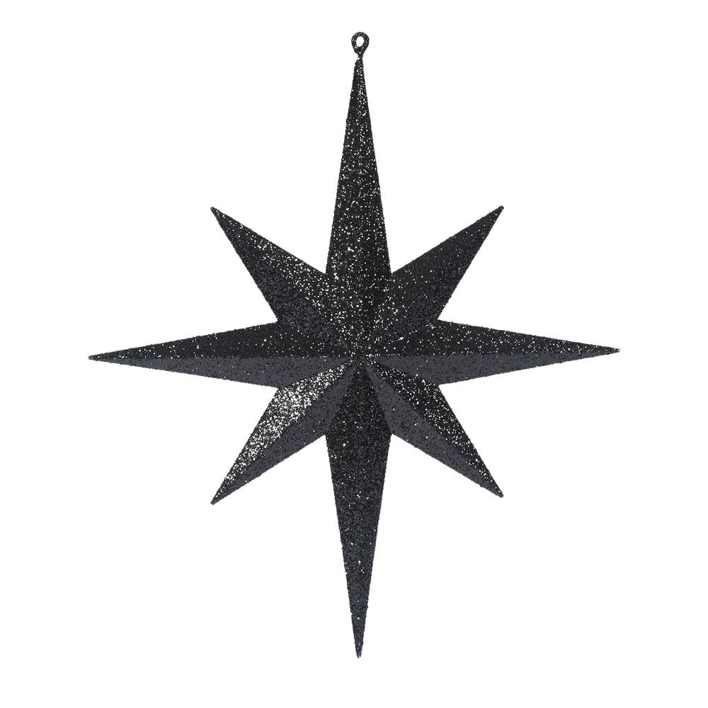 15.75 Inch Black Glitter Bethlehem Star Christmas Ornament