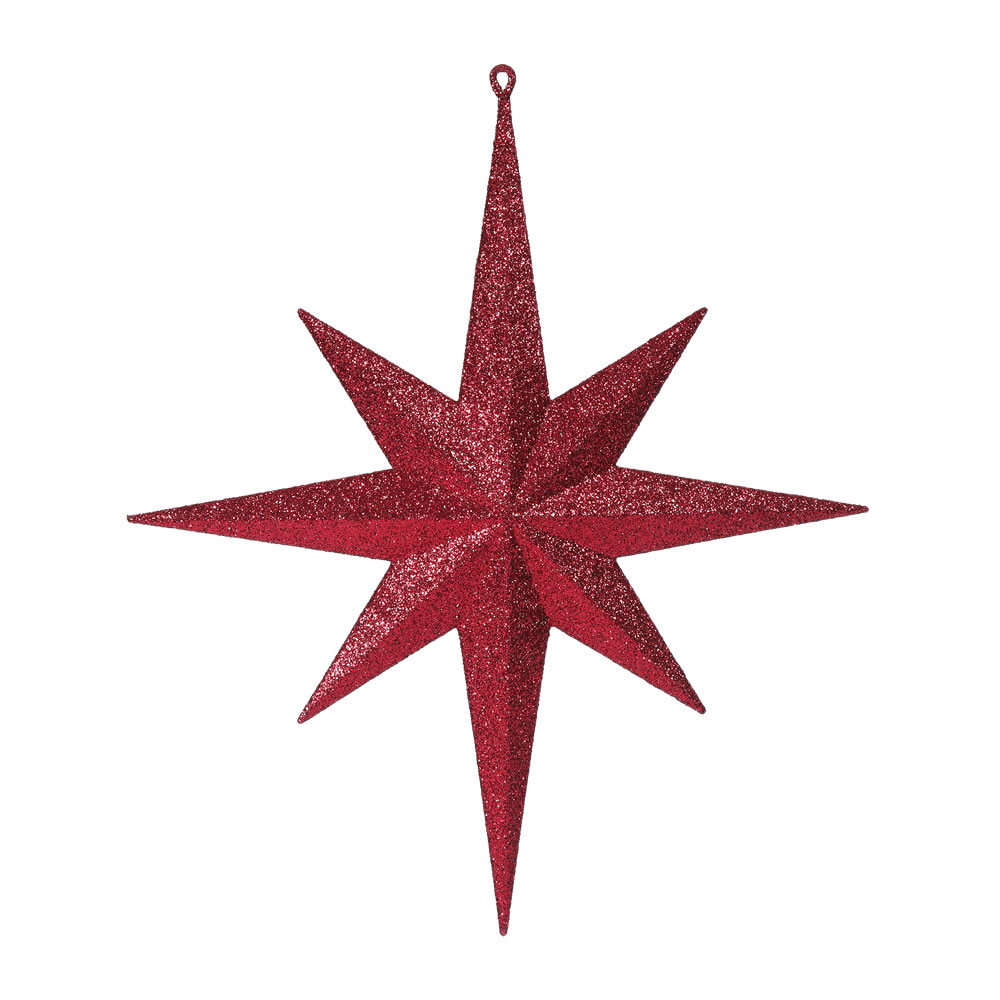 15.75 Inch Burgundy Glitter Bethlehem Star Christmas Ornament