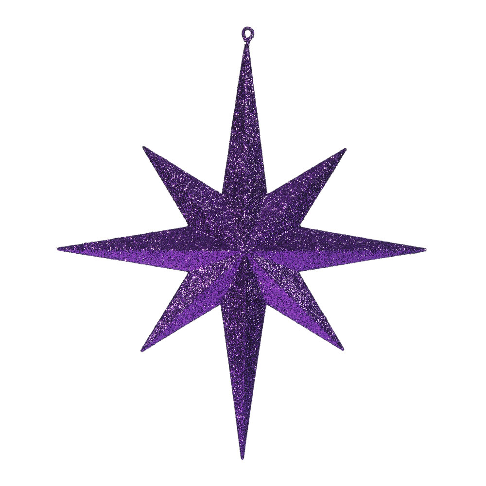 15.75 Inch Purple Glitter Bethlehem Star Mardi Gras Ornament