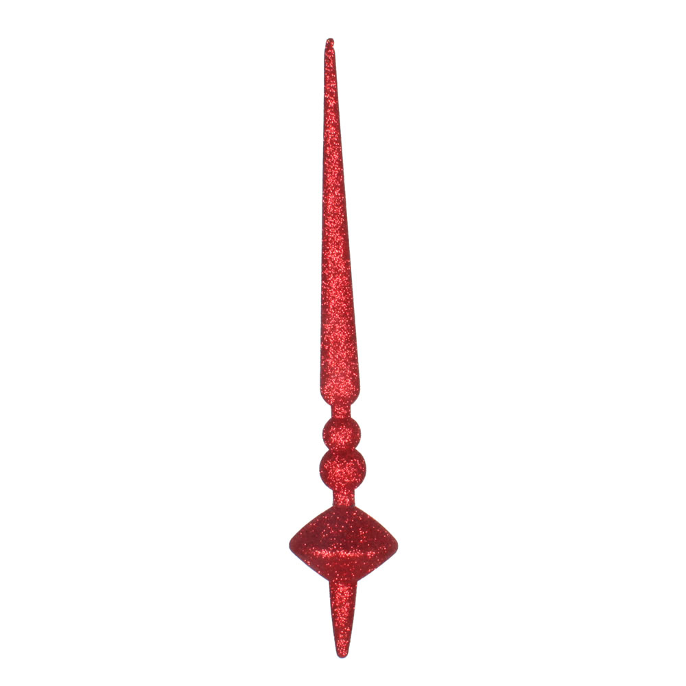 12 Inch Red Glitter Cupola Finial Christmas Ornament - Bag of 3