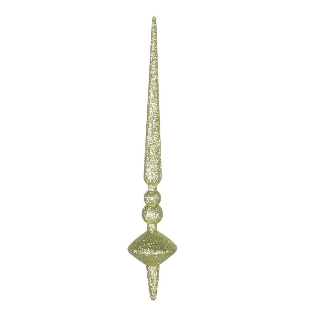 12 Inch Celadon Glitter Cupola Finial Christmas Ornament - Bag of 3