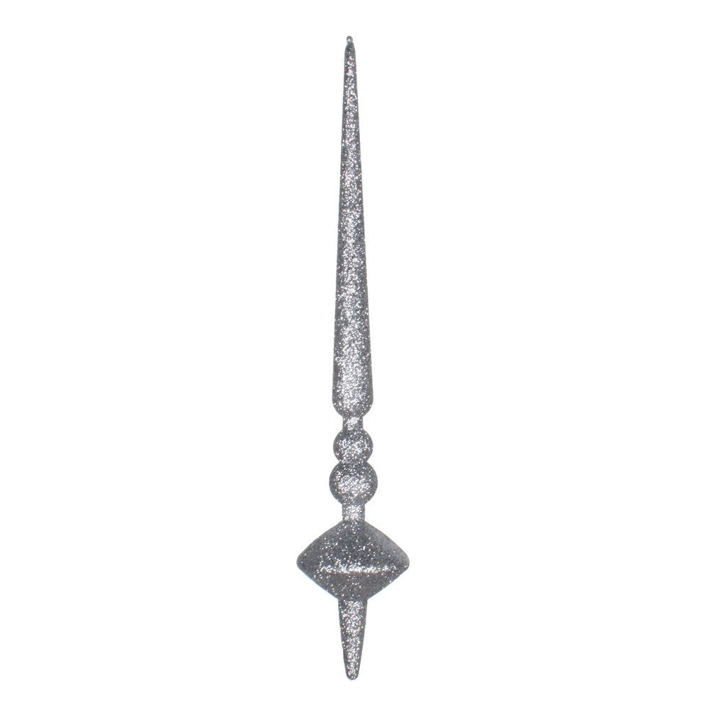 12 Inch Pewter Glitter Cupola Finial Christmas Ornament - Bag of 3