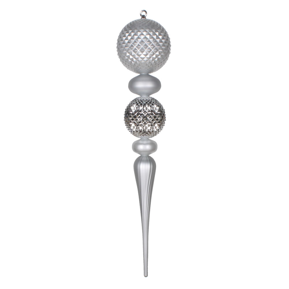 2.75 Foot Silver Durian Candy Matte Finial Christmas Ornament