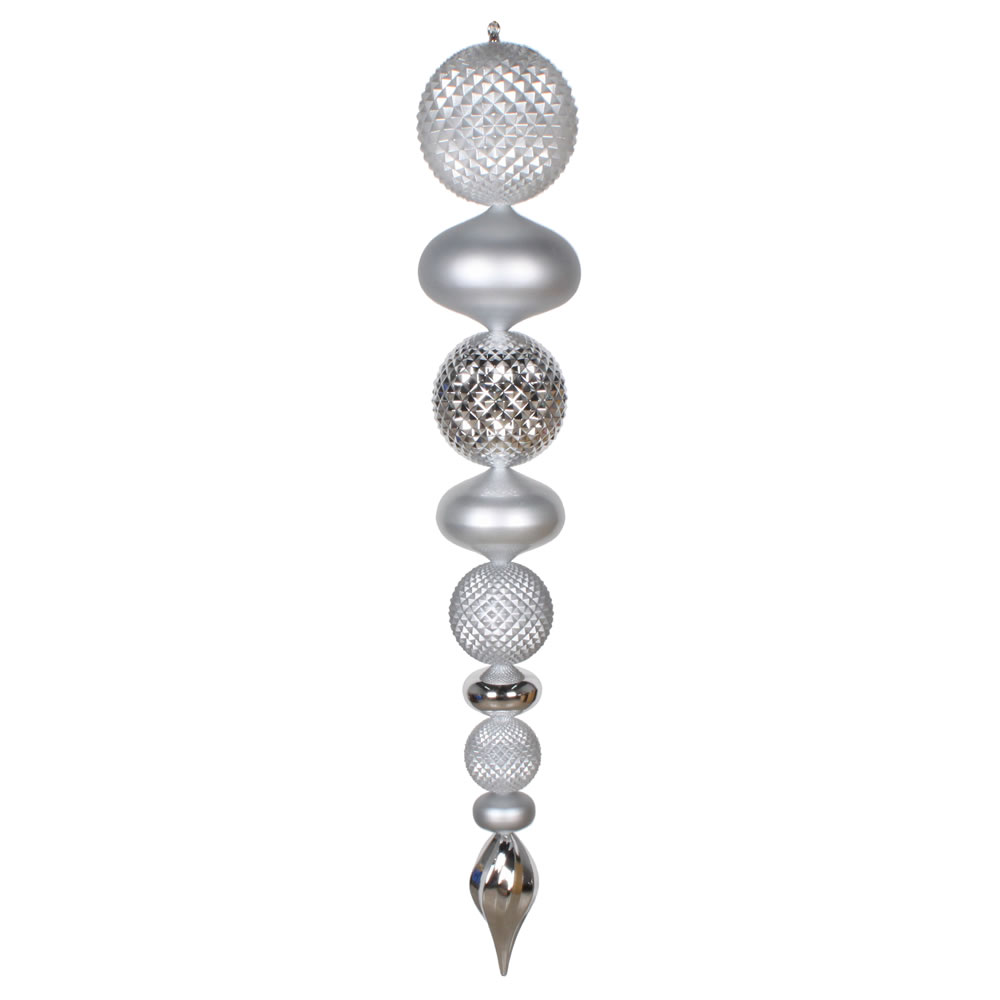 3.75 Foot Silver Durian Candy Matte Finial Christmas Ornament