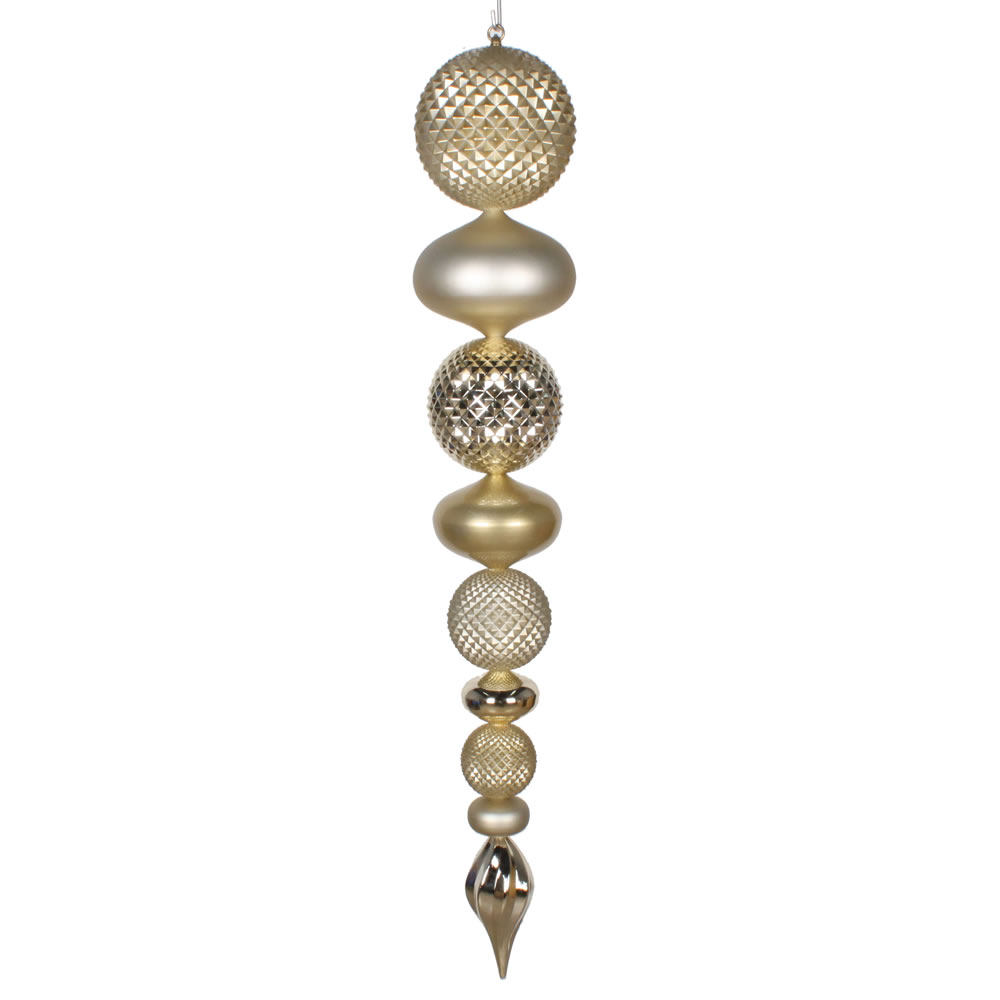 3.75 Foot Champagne Durian Candy Matte Finial Christmas Ornament