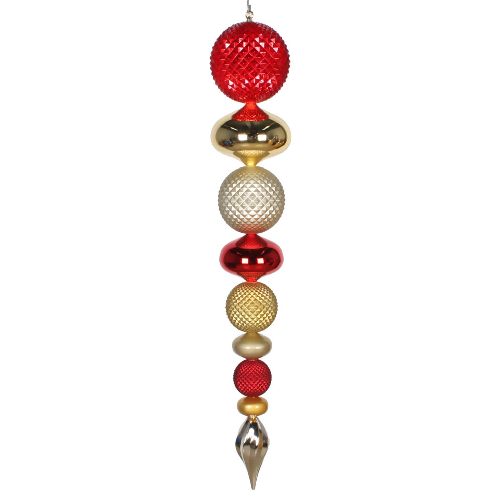 3.75 Foot Red and Gold Durian Candy Matte Finial Christmas Ornament