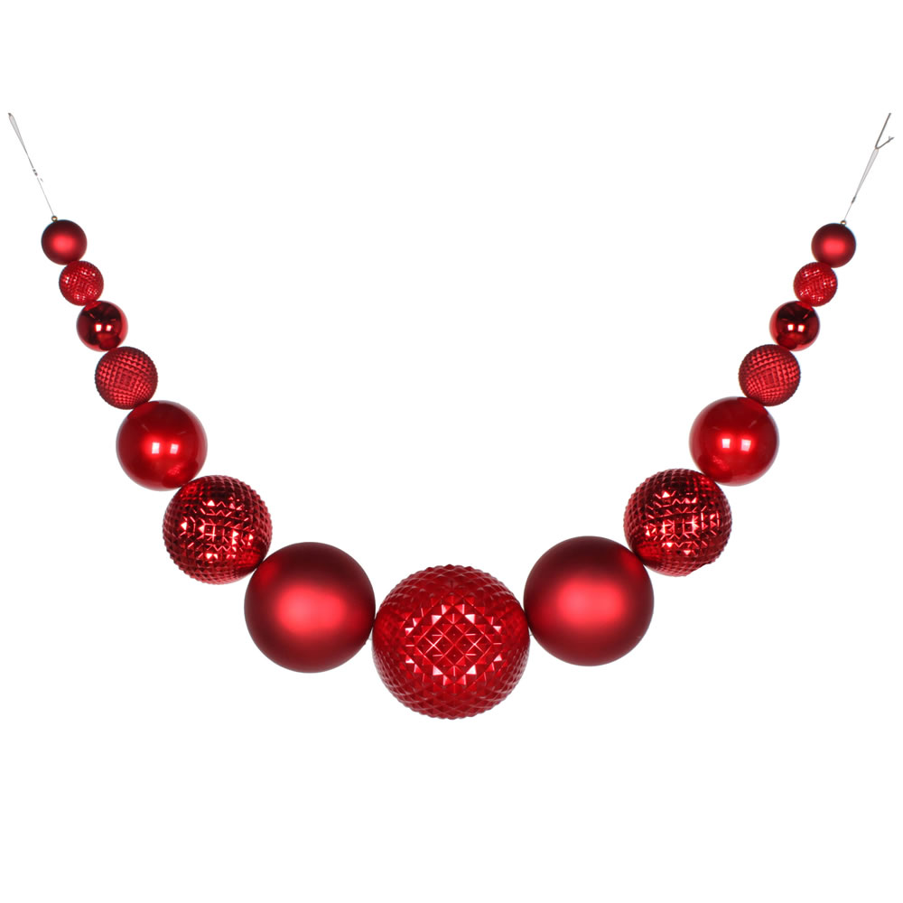 6 Foot Red Candy Matte Durian Christmas Ornament Swag