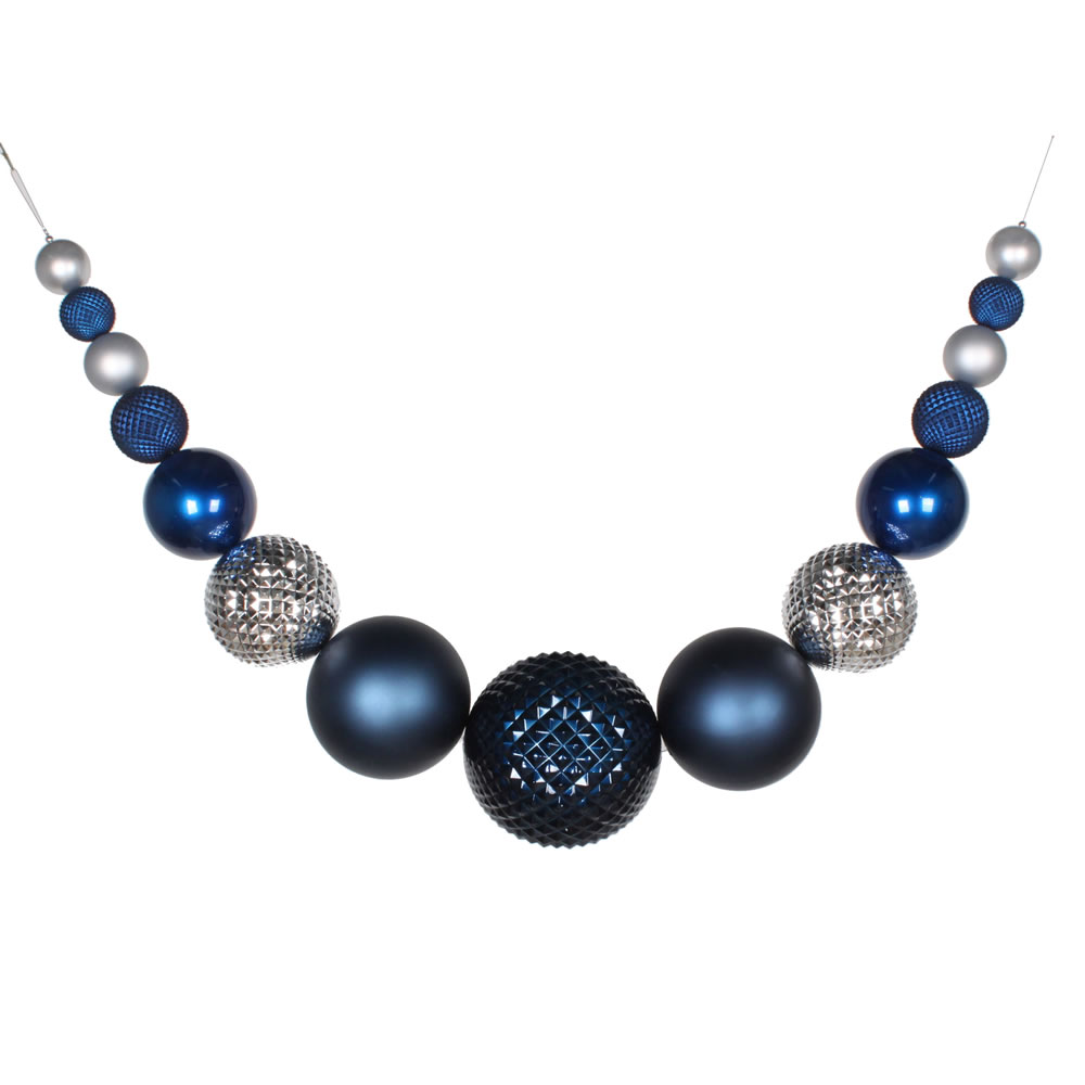 Christmastopia.com 6 Foot Midnight Blue and Silver Candy Matte Durian Christmas Ornament Swag