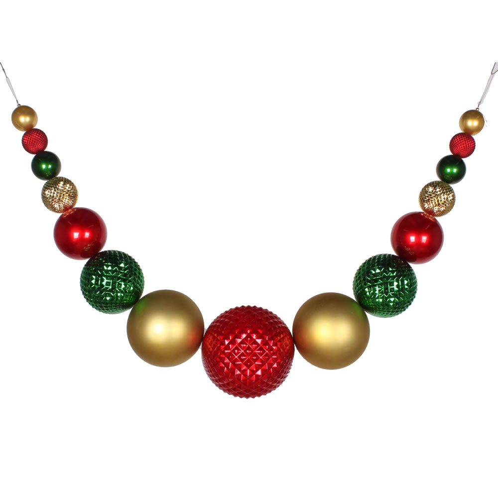 Christmastopia.com - 6 Foot Red, Green and Gold Candy Matte Durian Christmas Ornament Swag