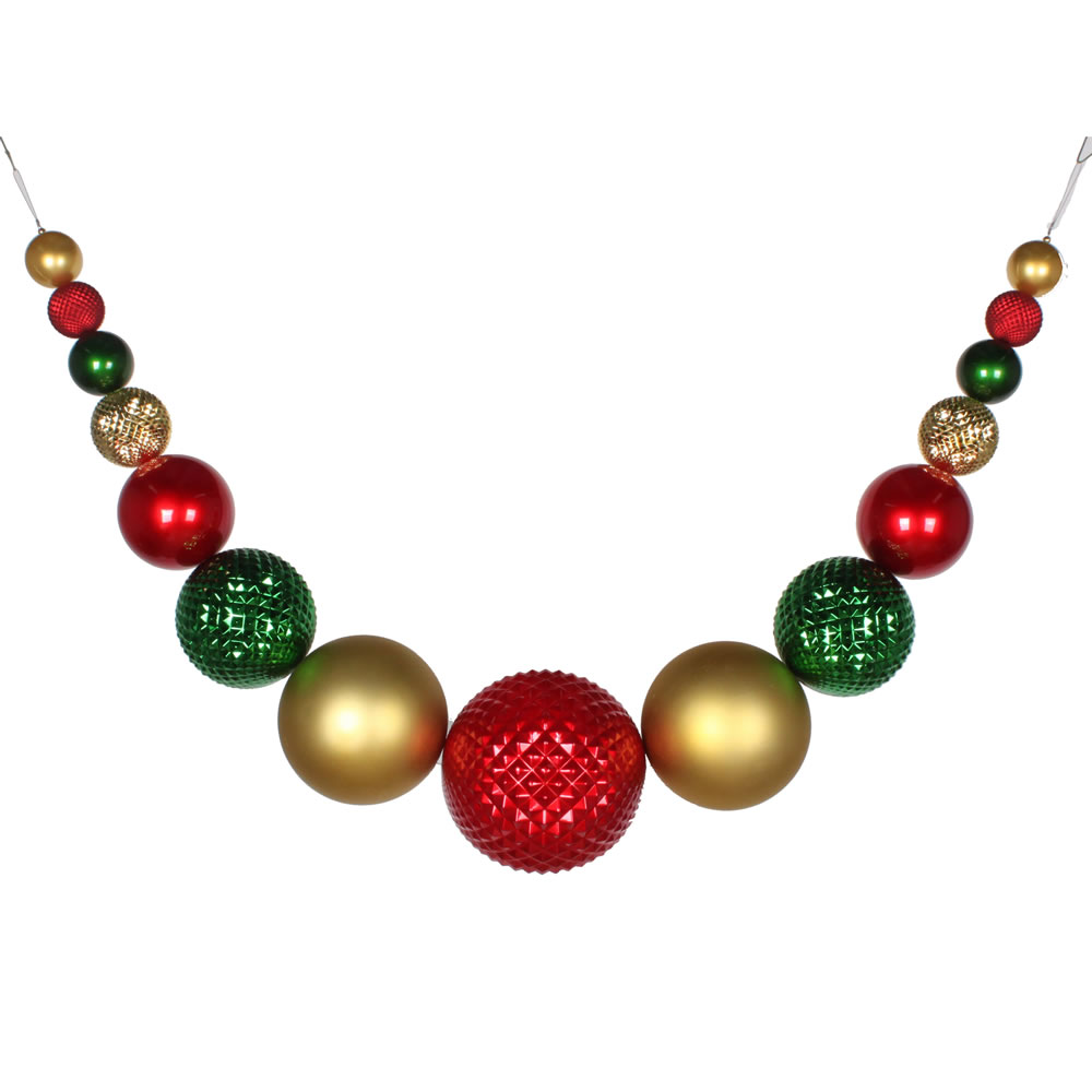 6 Foot Red, Green and Gold Candy Matte Durian Christmas Ornament Swag