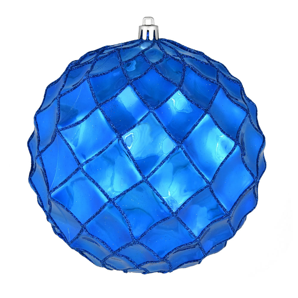 6 Inch Blue Shiny Form Geometric Christmas Ball Ornament