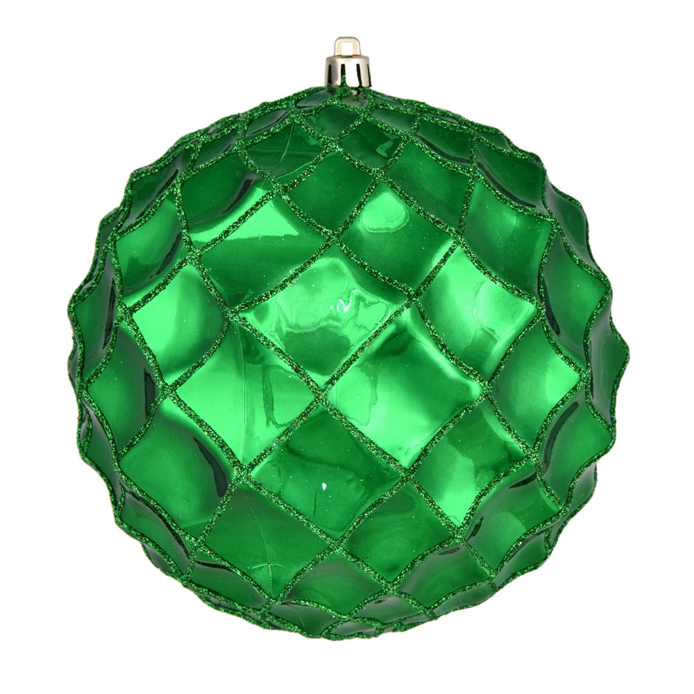 6 Inch Green Shiny Form Geometric Christmas Ball Ornament