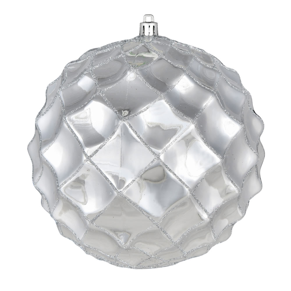 6 Inch Silver Shiny Form Geometric Christmas Ball Ornament