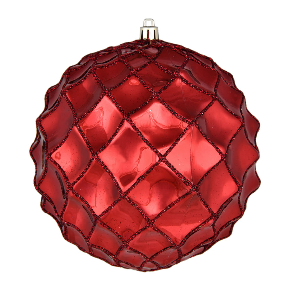 6 Inch Wine Shiny Form Geometric Christmas Ball Ornament