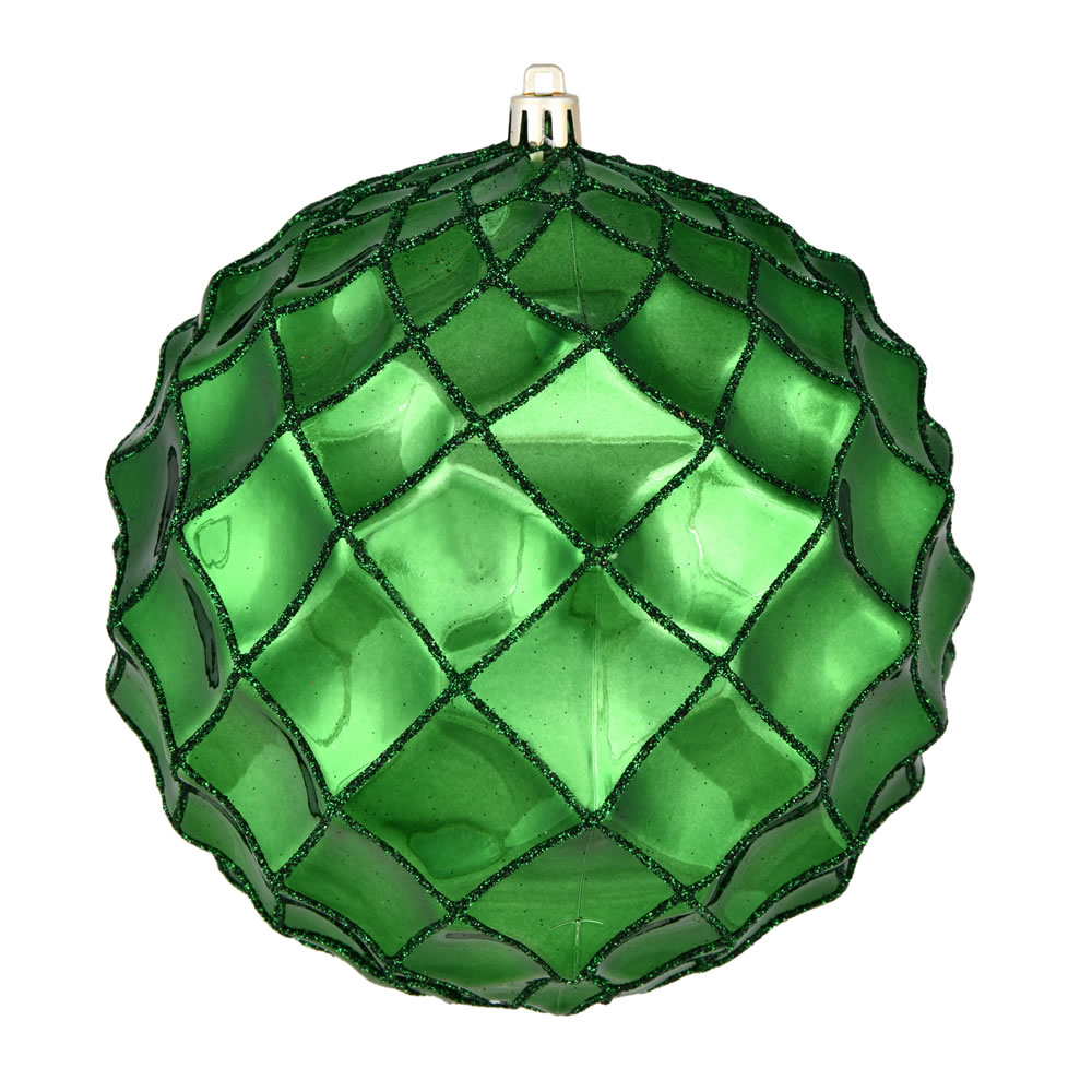 6 Inch Emerald Shiny Form Geometric Christmas Ball Ornament