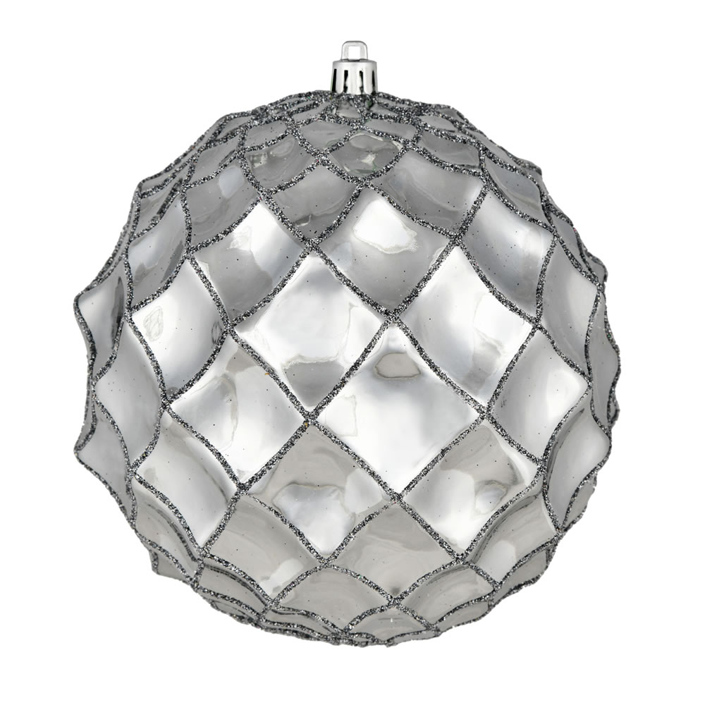 6 Inch Limestone Shiny Form Geometric Christmas Ball Ornament
