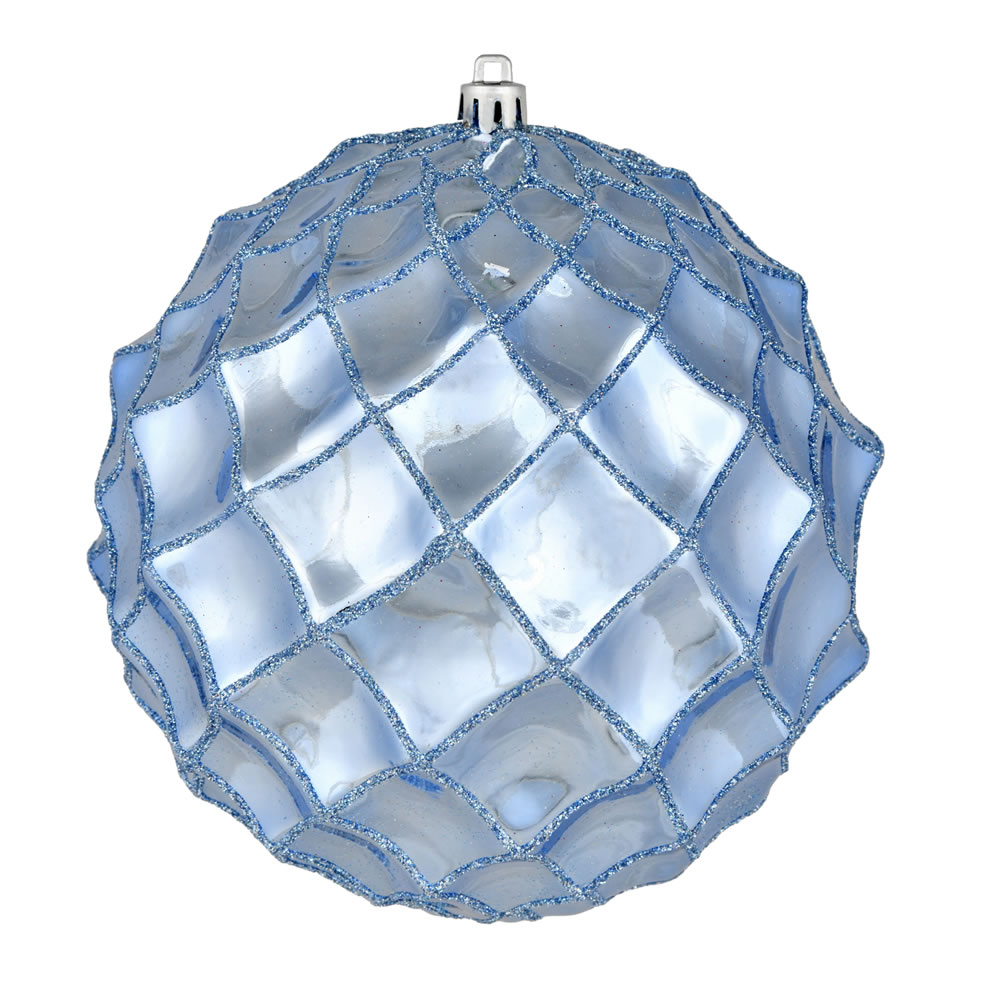 6 Inch Periwinkle Shiny Form Geometric Christmas Ball Ornament