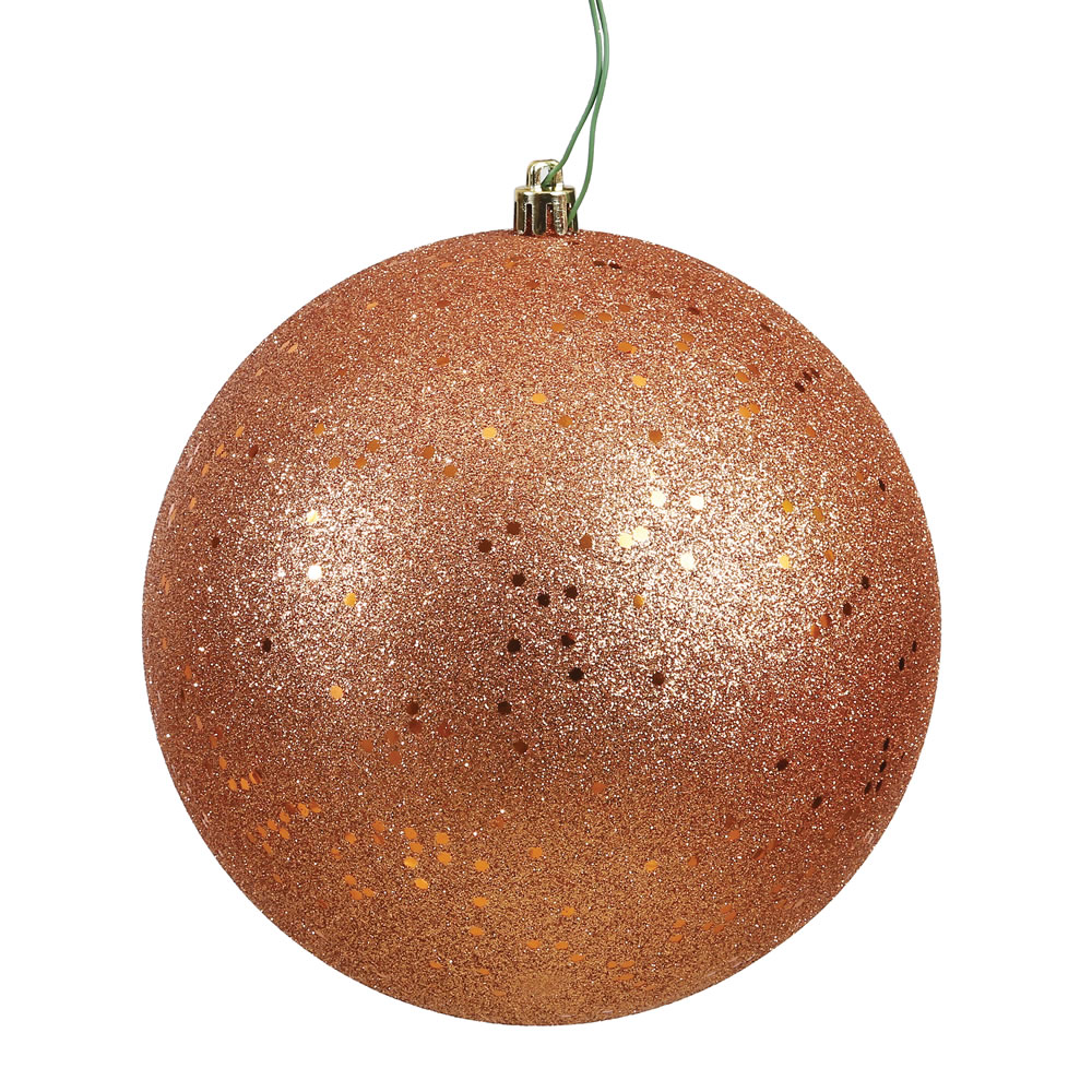 10 Inch Rose Gold Sequin Christmas Ball Ornament with Drilled Cap